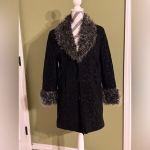 Vintage y2k penny lane style embroidered suede coat
